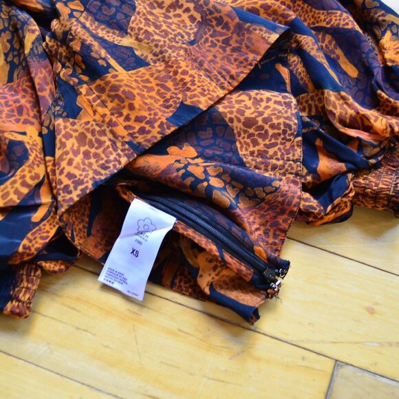 Farm Rio Black Giraffes Puff Sleeve Blouse Size XS - Picture 9 of 14